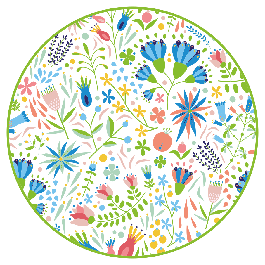 Alfombra vinílica redonda delicia de patrones florales - TenVinilo