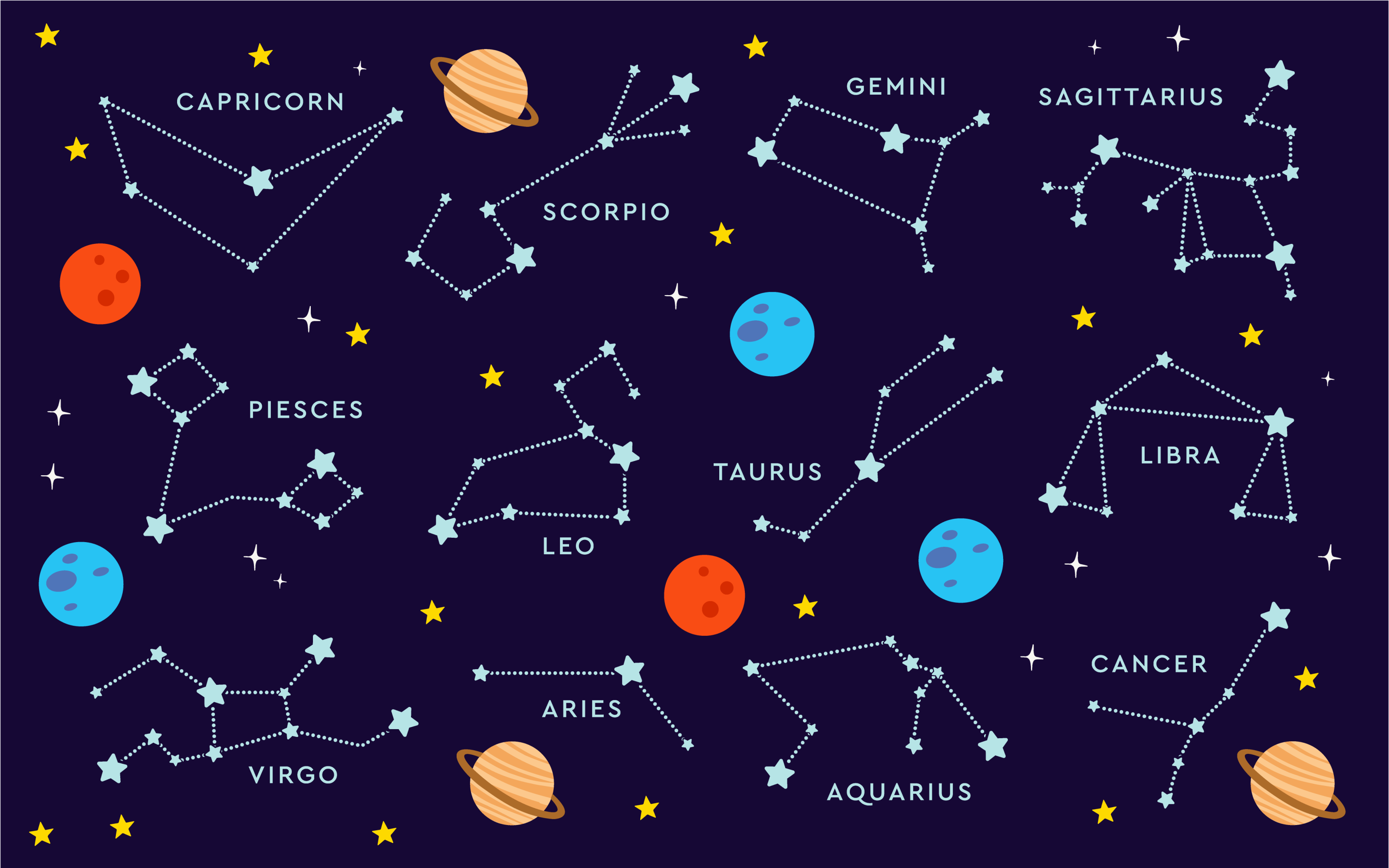 Alfombra vinílica de estrellas Signos del zodíaco explicados en d - TenVinilo