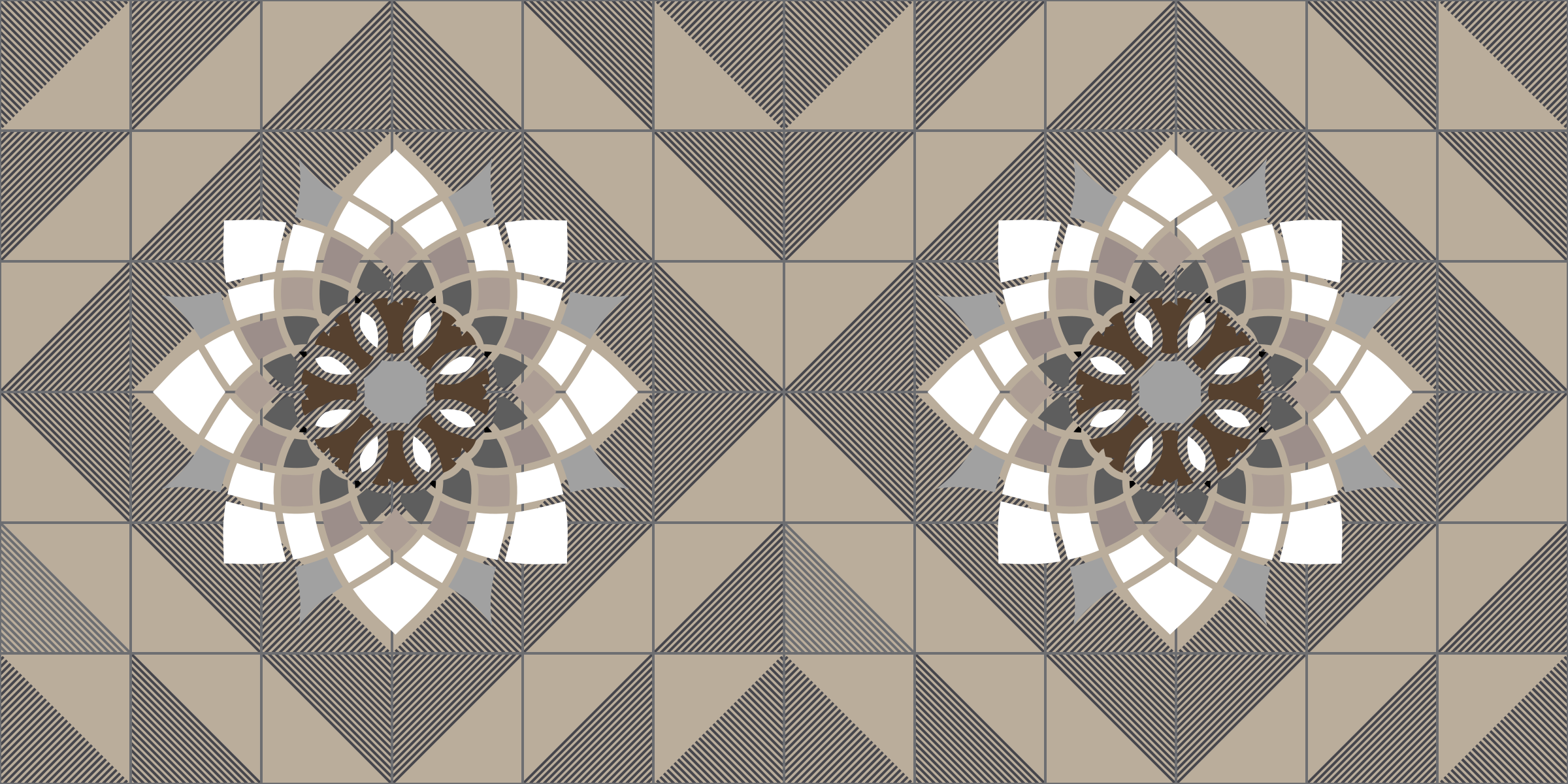 Alfombra vinílica mosaico motivo floral geométrico - TenVinilo