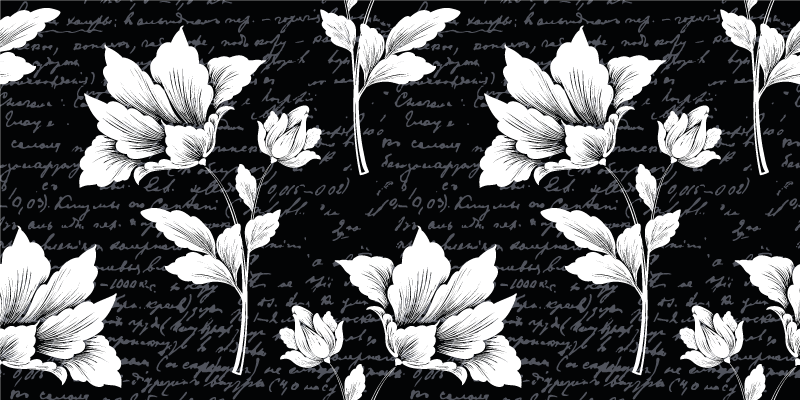 Alfombra vinílica flores elegante elemento botánico - TenVinilo