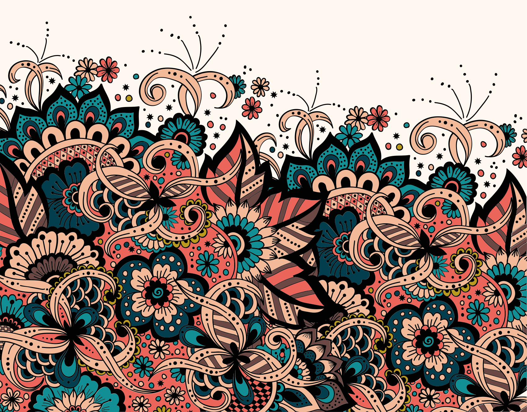 Alfombra vinilo rectangular Ornamento de estilo floral árabe - TenVinilo