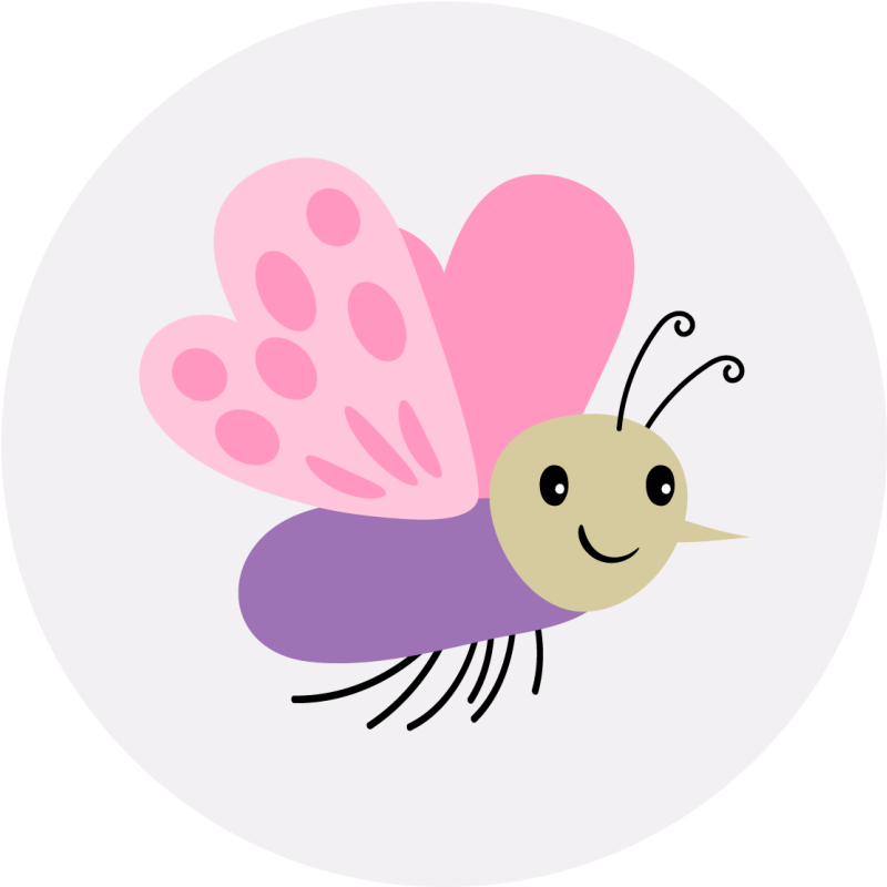 Alfombra vinílica infantil lindo personaje de mariposa - TenVinilo