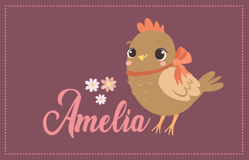 Alfombra vinílica con nombre Pollito con cinta y nombre - TenVinilo