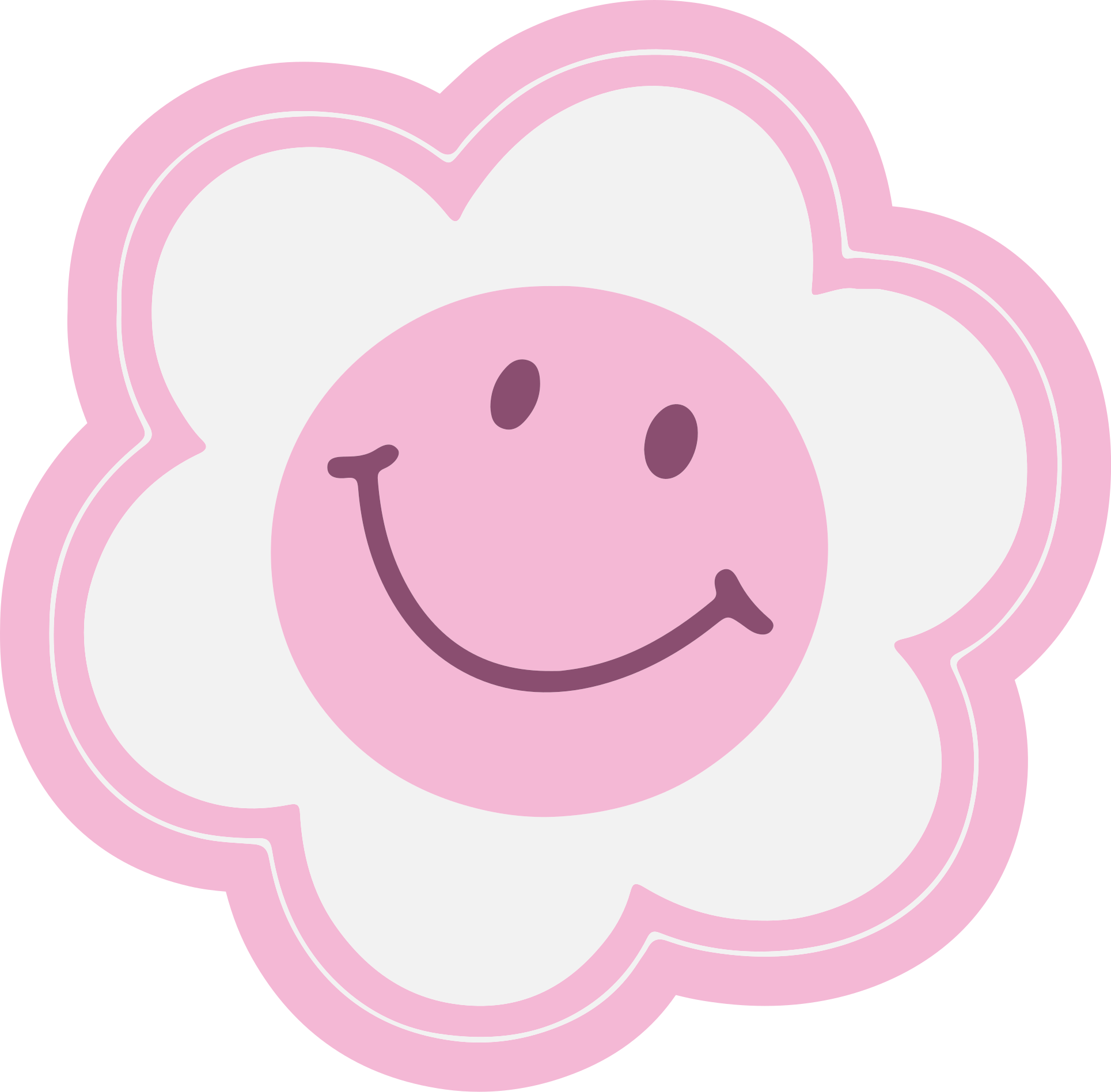 Alfombra vinílica dormitorio Flor rosa y blanco carita sonriente - TenVinilo