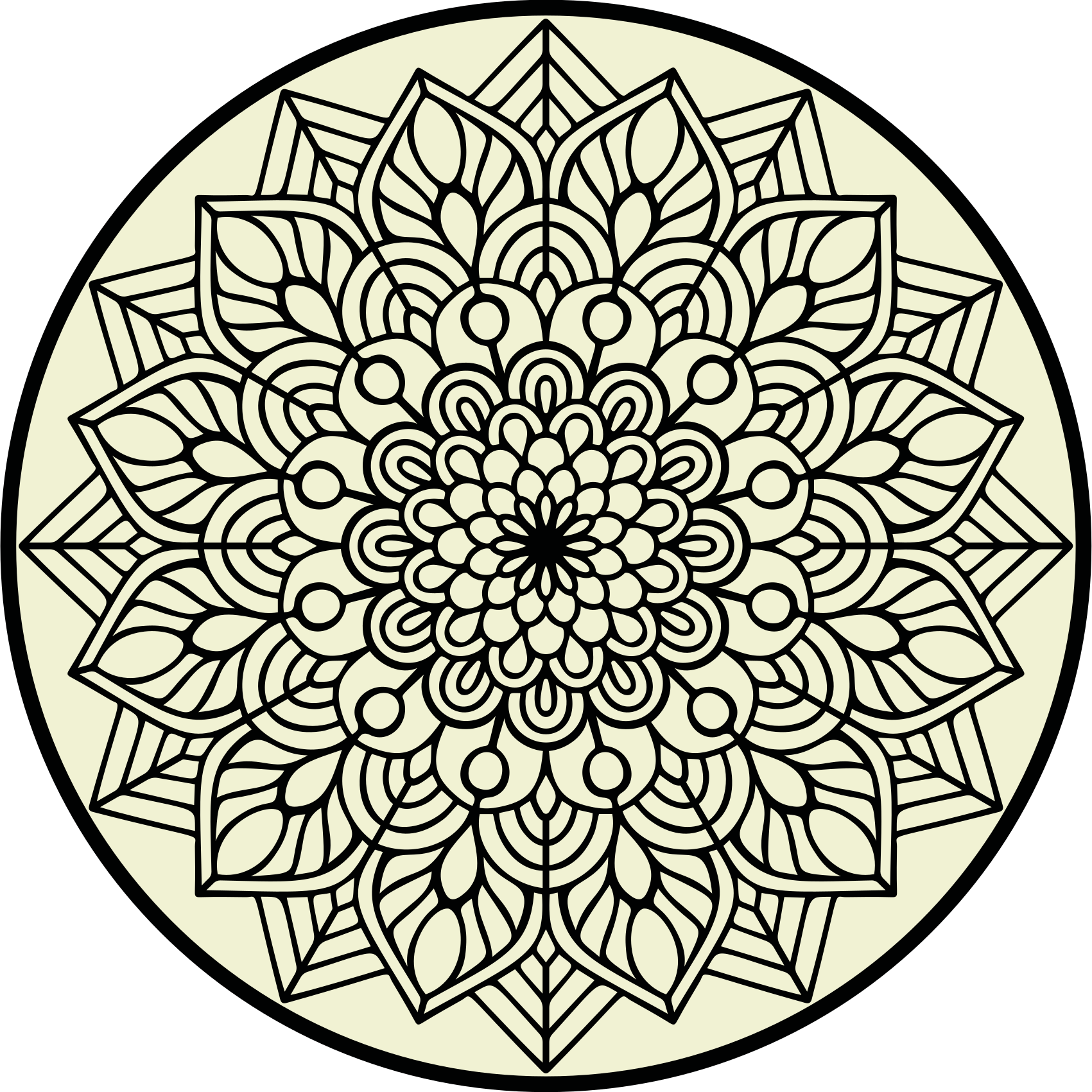 Alfombra vinílica mandala Circular en blanco y negro - TenVinilo