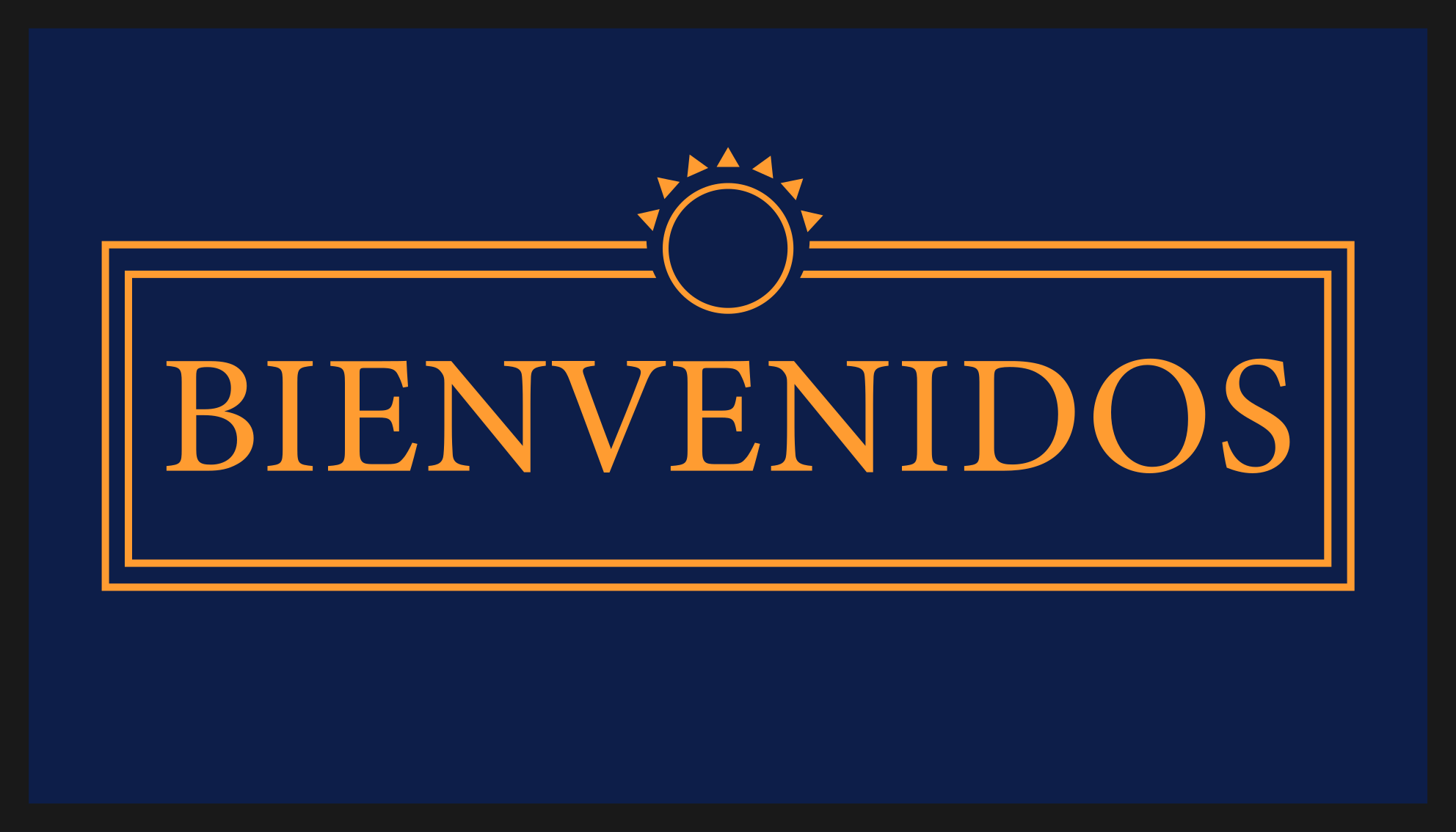 Alfombra vinílica personalizable Bienvenida azul y naranja - TenVinilo