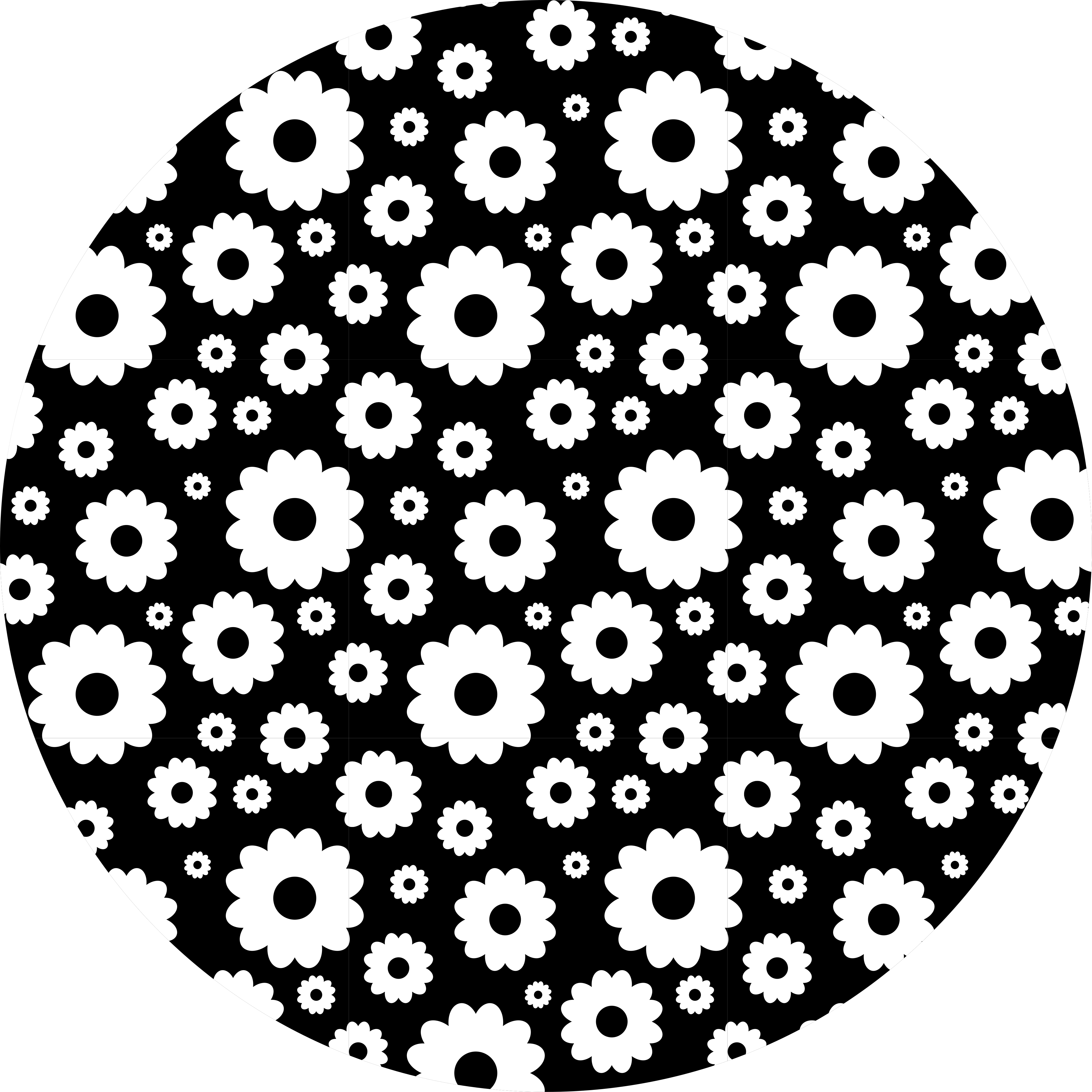 Alfombra vinílica flores patrón negro - TenVinilo