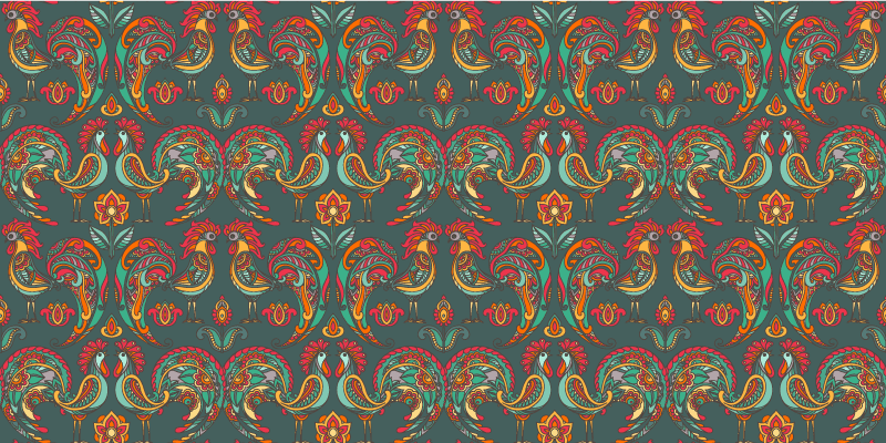 Alfombra vinílica mosaico motivos folclóricos coloridos - TenVinilo