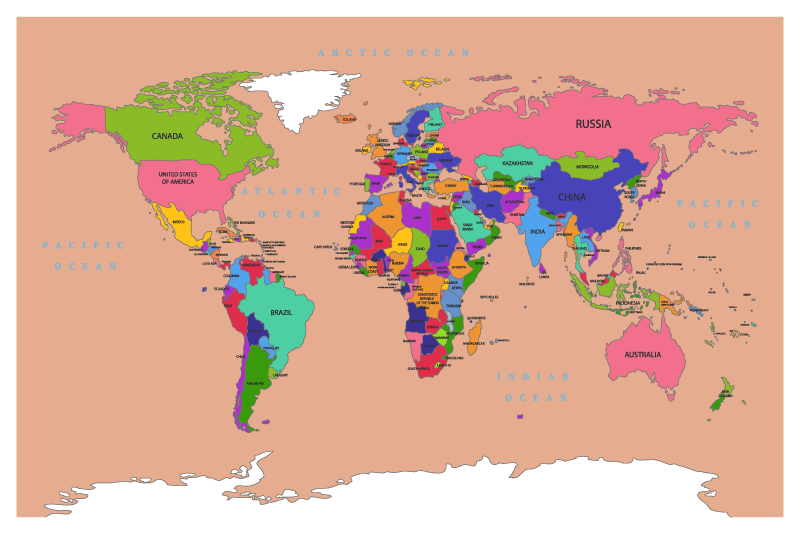 Alfombra de vinilo mapamundi Color bronceado con continentes colo - TenVinilo