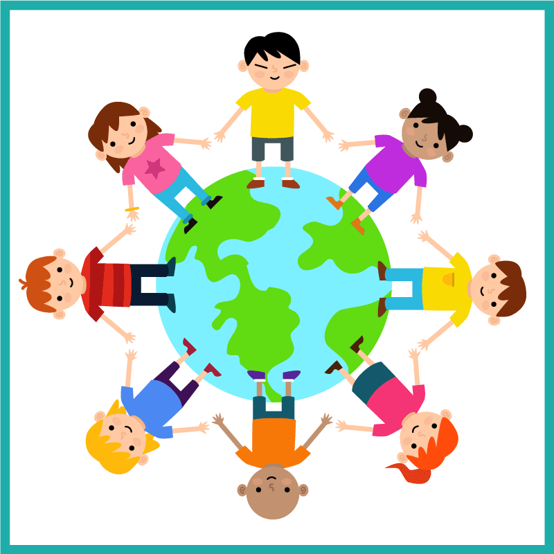 Alfombra de vinilo mapamundi Niños agarrados de las manos - TenVinilo