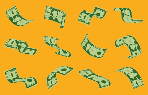 Alfombra vinílica despacho Billetes de un dólar voladores - TenVinilo