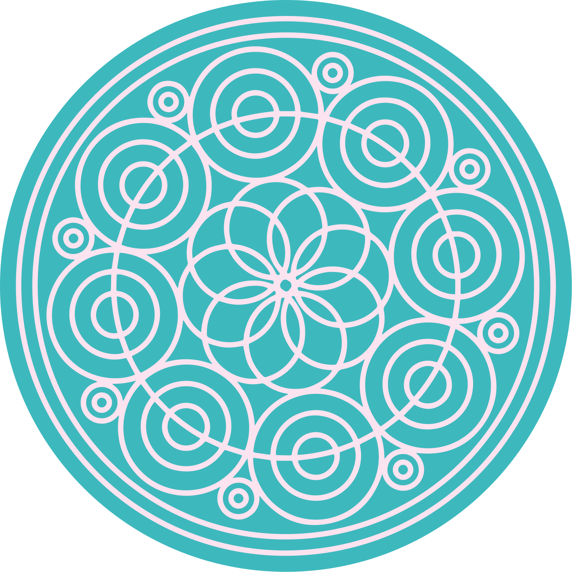 Alfombra vinílica mandala patrón circular turquesa - TenVinilo