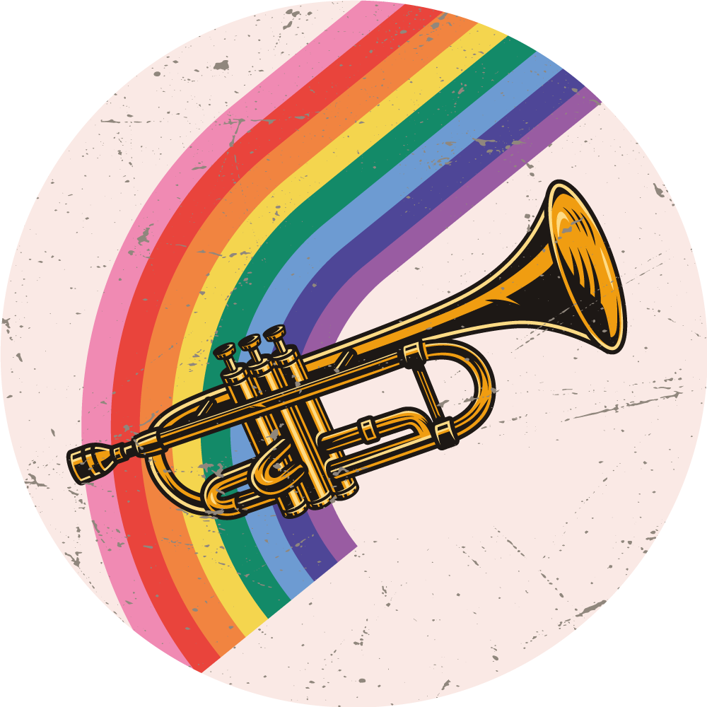 Alfombra vinílica dormitorio Trompeta de latón de colores - TenVinilo