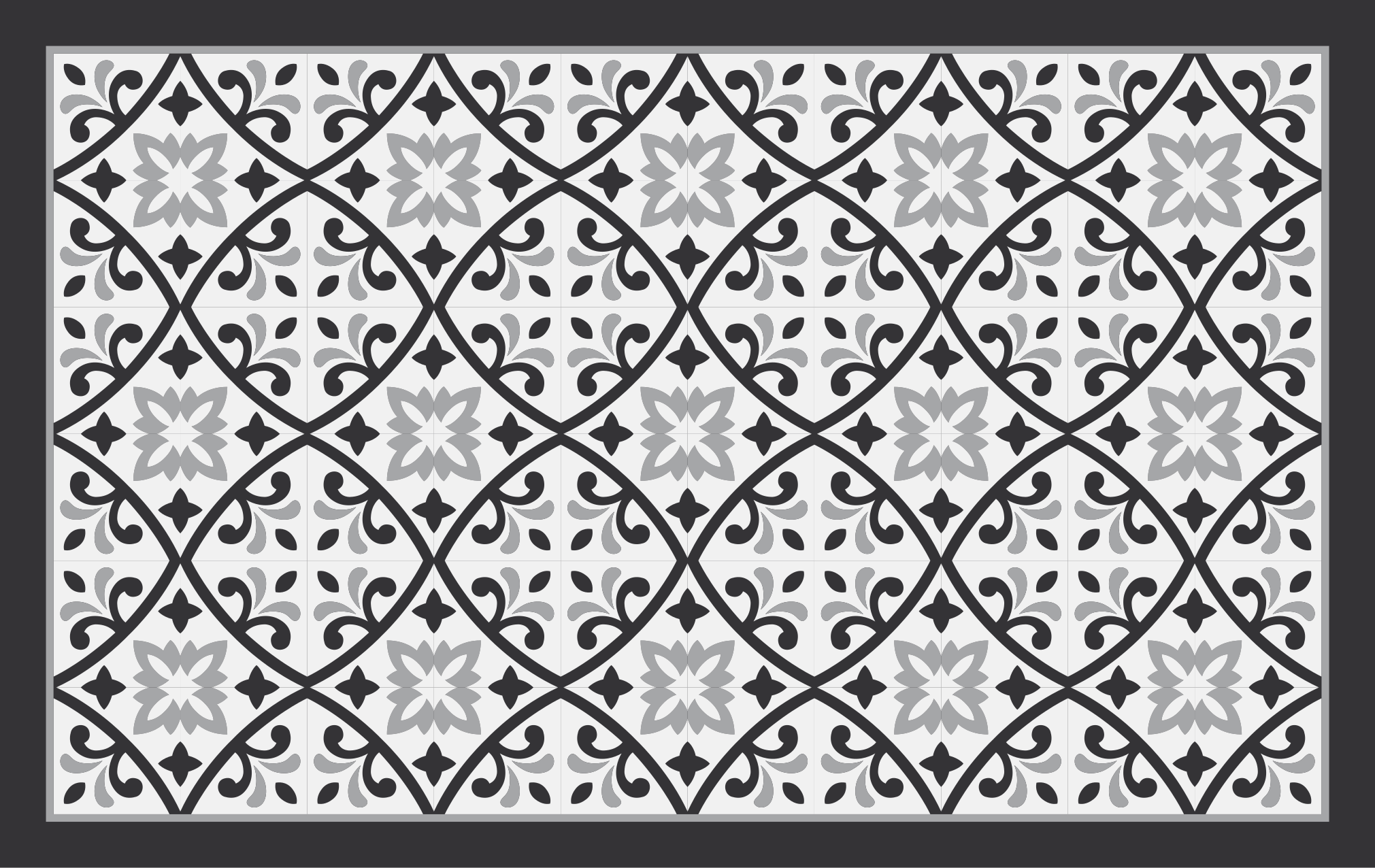 Alfombra hidráulica vinílica blanca y gris - TenVinilo