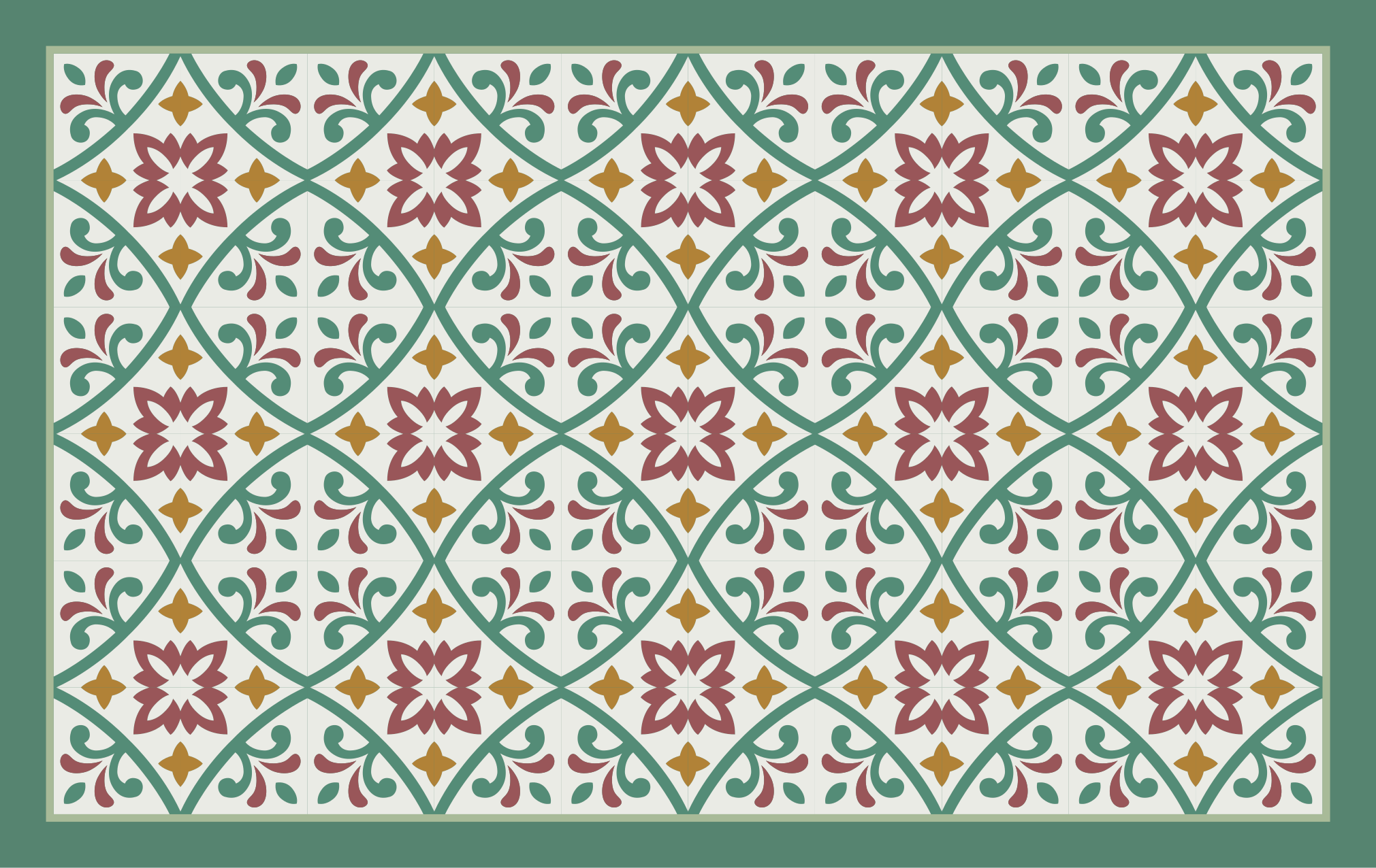 Alfombra vinílica cocina elegante mosaico floral - TenVinilo