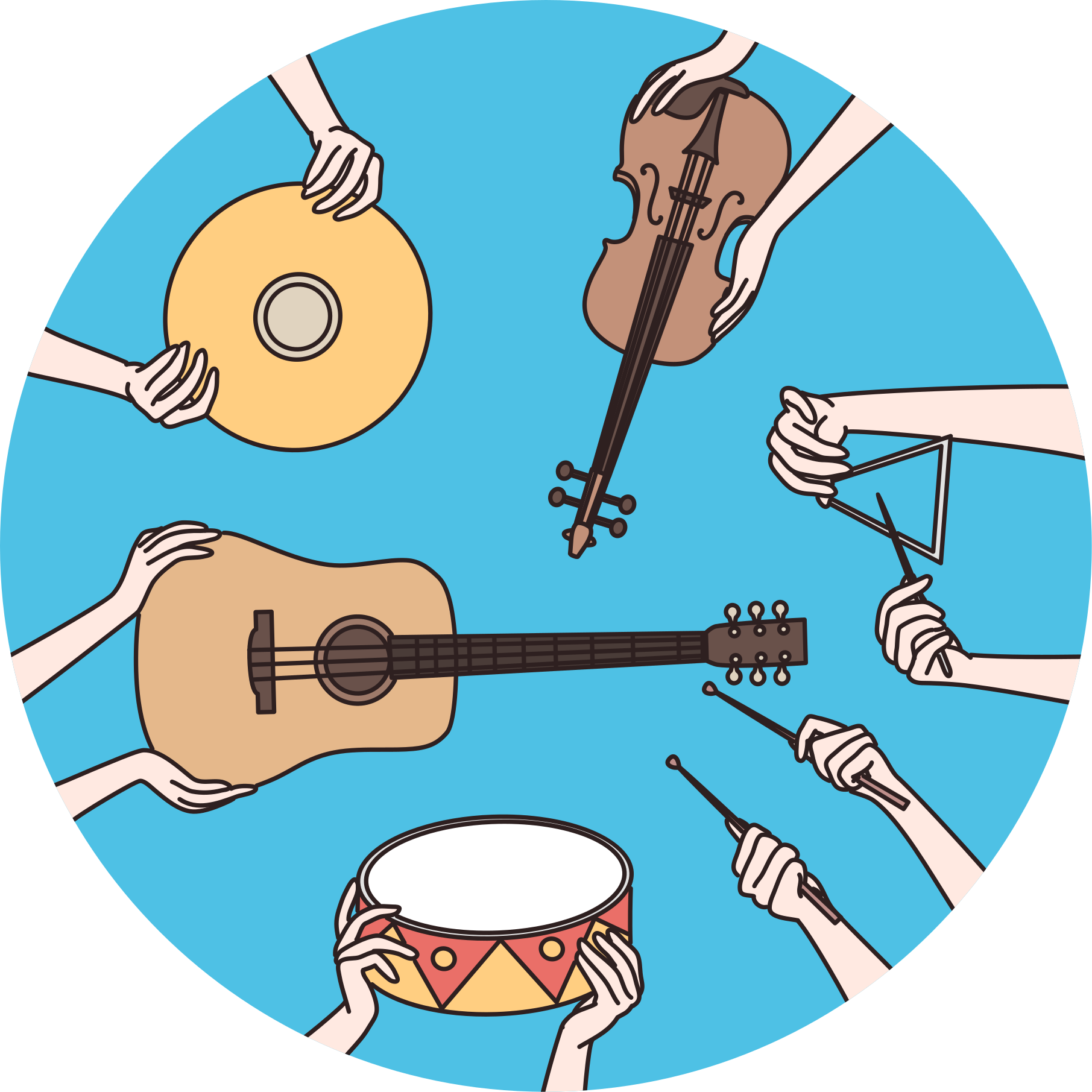 Alfombra vinílica dormitorio Instrumentos musicales artes creativ - TenVinilo