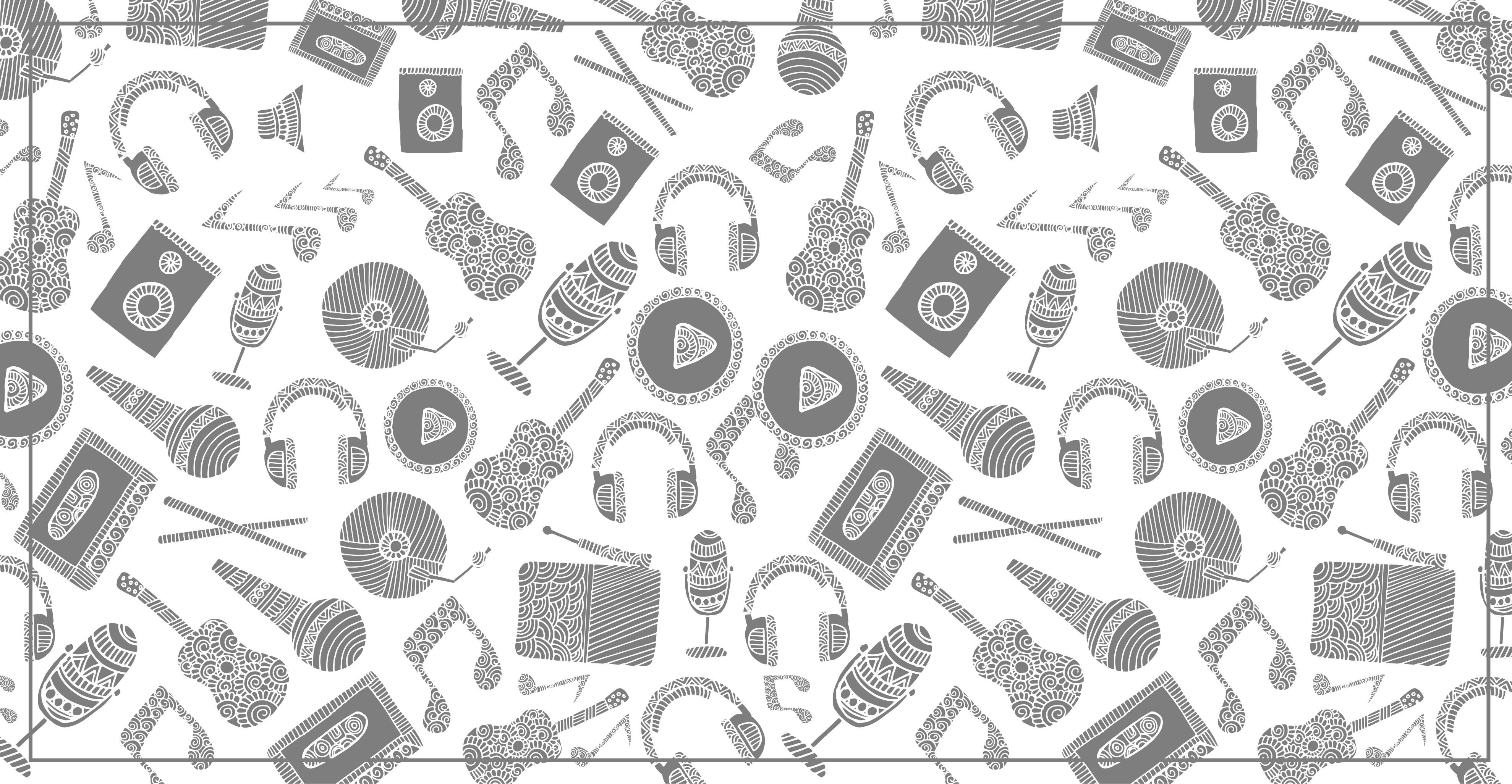 Alfombra vinílica infantil patrón de elementos musicales - TenVinilo