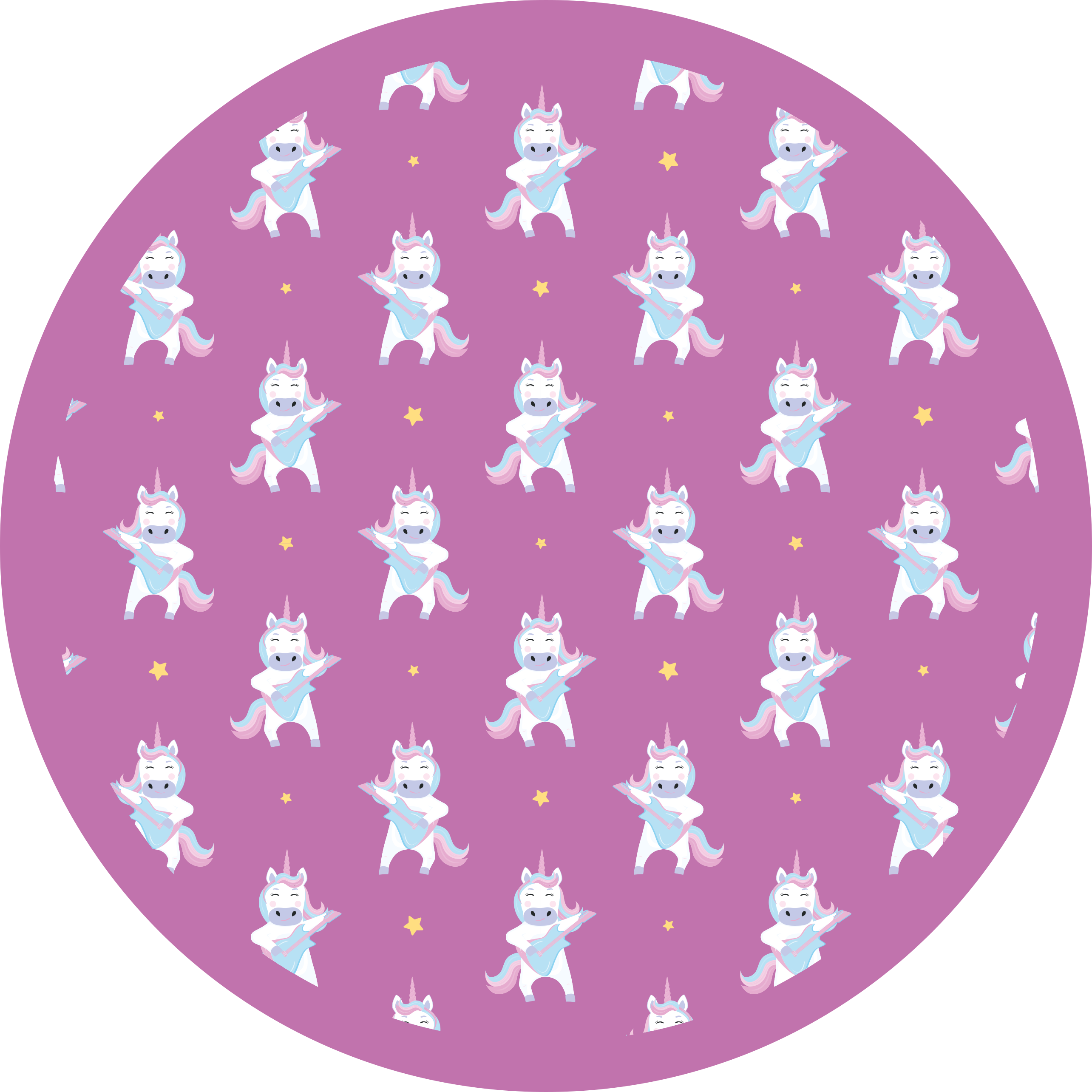 Alfombra vinílica infantil patrón de unicornios juguetones - TenVinilo