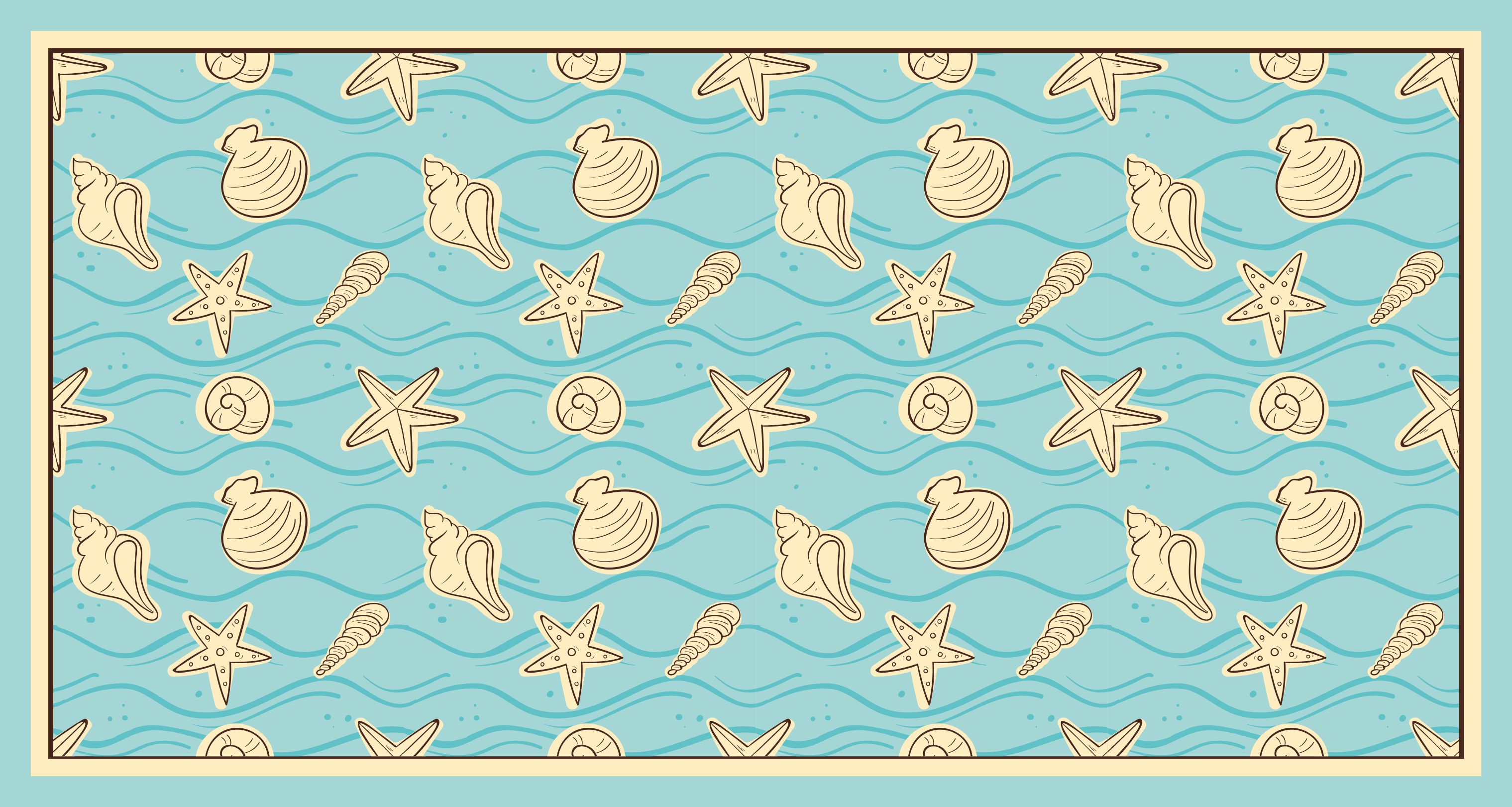 Alfombra vinílica baño inspiración de conchas marinas - TenVinilo