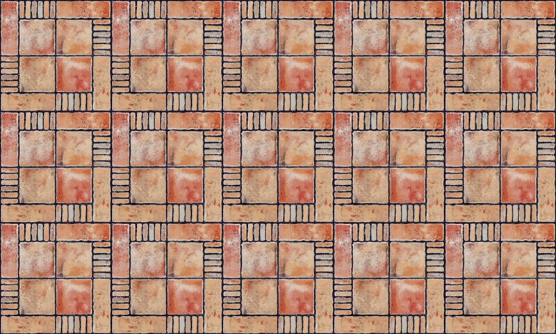 Alfombra vinílica hidráulica Cuadrados de piedra rústica marrón - TenVinilo