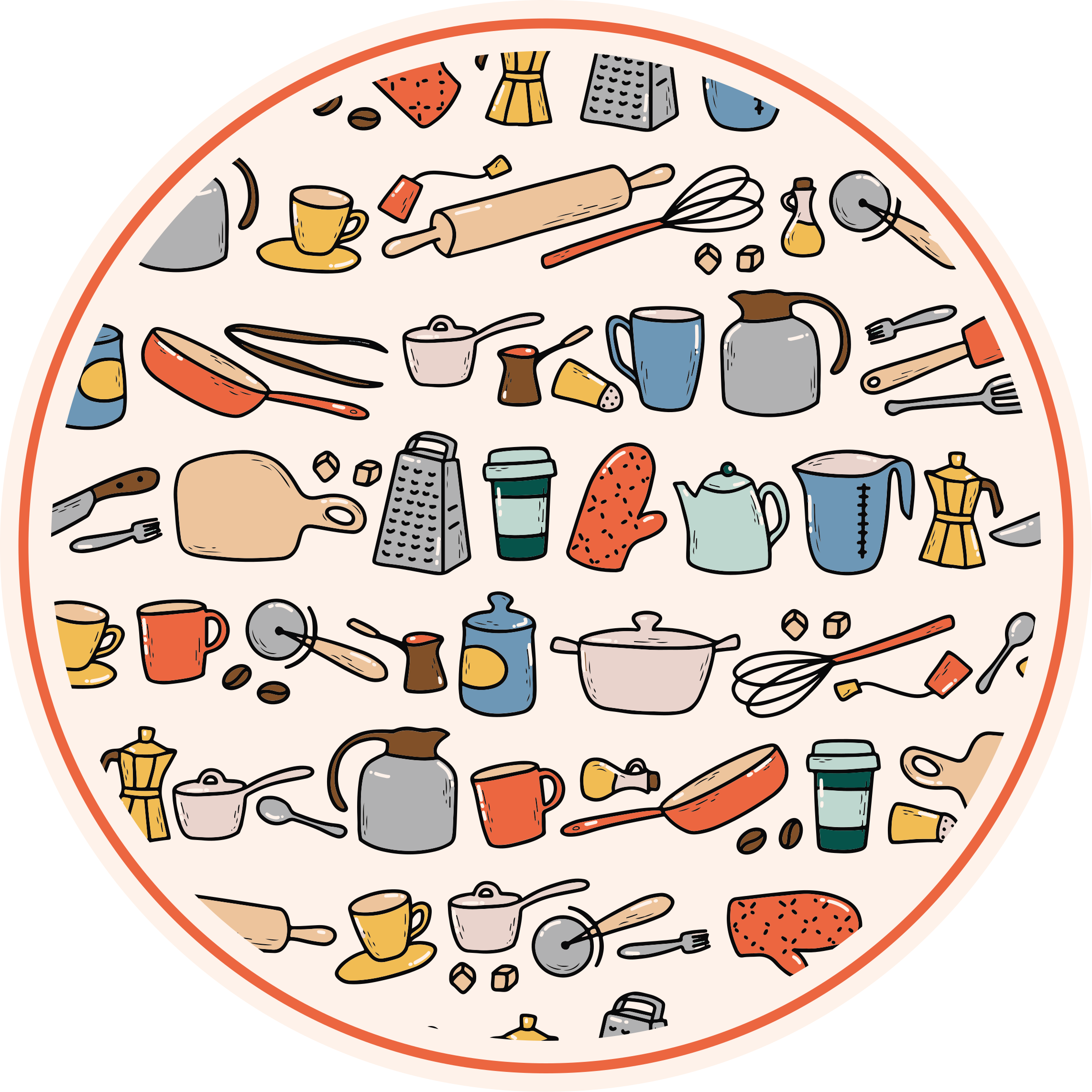 Alfombra vinílica cocina colección de utensilios - TenVinilo