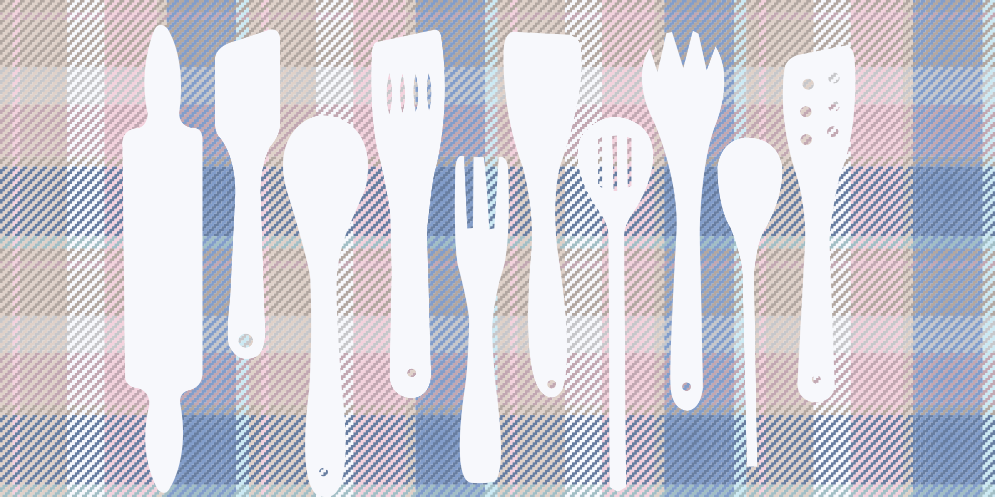 Alfombra vinílica cocina siluetas de utensilios de cocina - TenVinilo