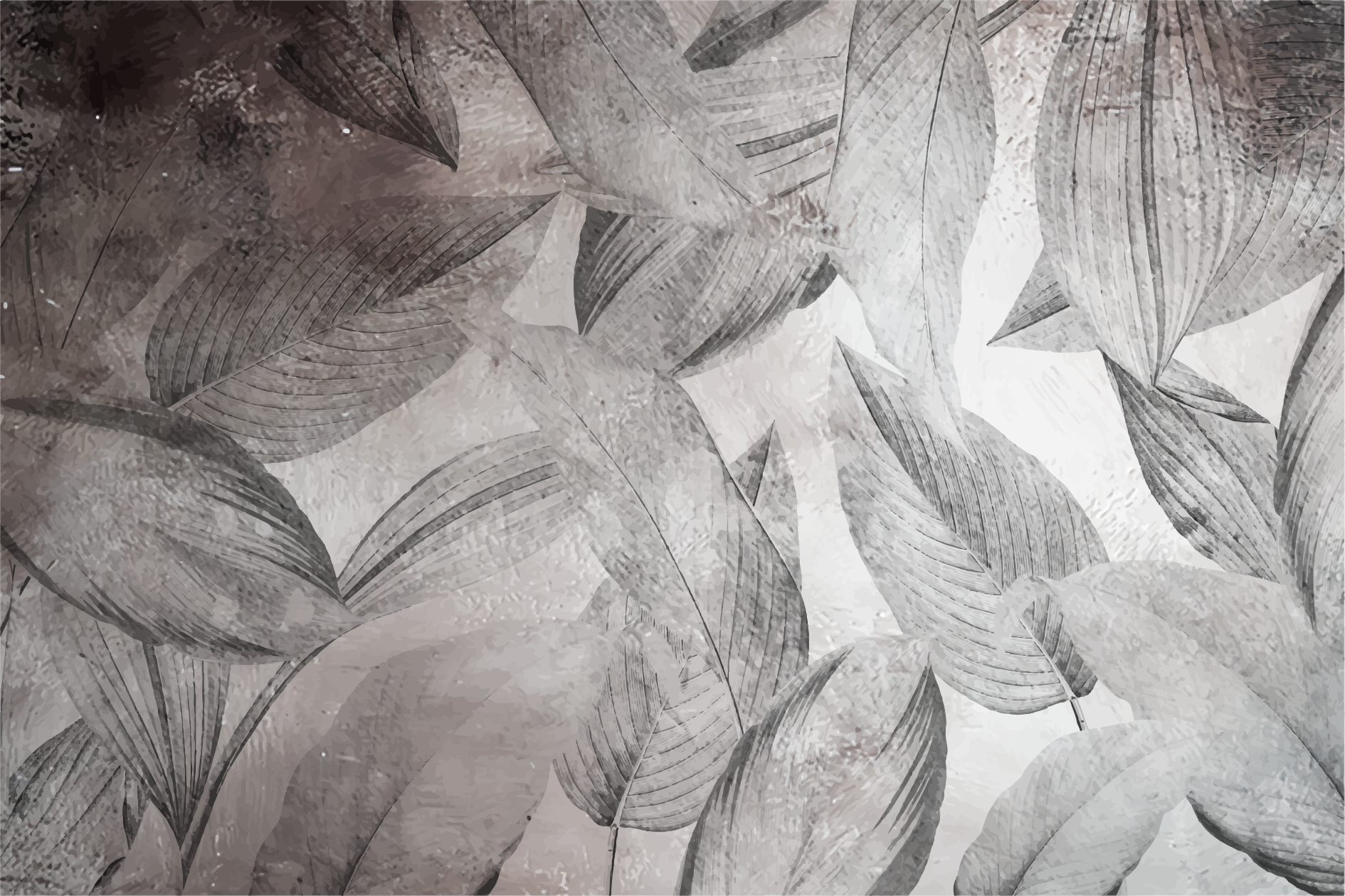 Alfombra vinílica flores patrón monocromático de hojas - TenVinilo