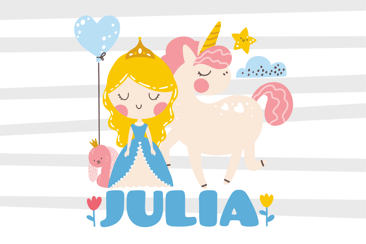 Alfombra vinílica infantil unicornio y princesa - TenVinilo