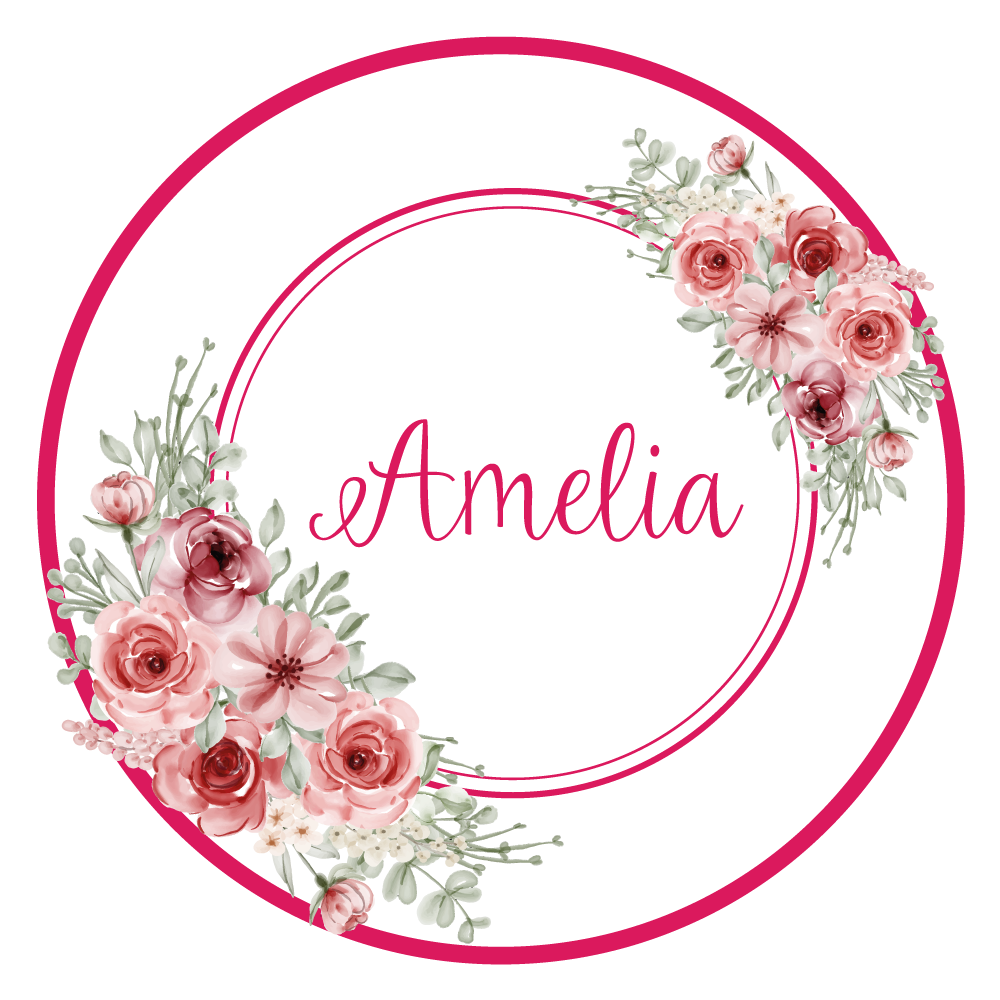 Alfombra vinílica personalizable Ramo rosa con nombre personaliza - TenVinilo