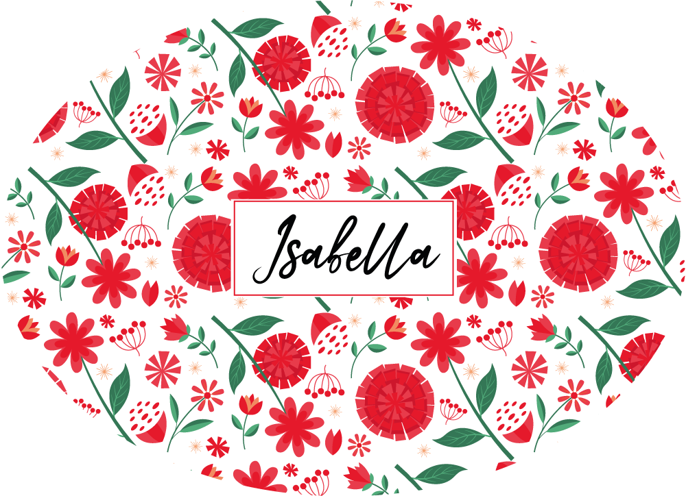 Alfombra vinílica flores Diseño circular blanco y rojo - TenVinilo