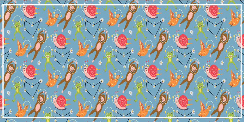 Alfombra vinílica de estrellas Coloridos animales del bosque astr - TenVinilo