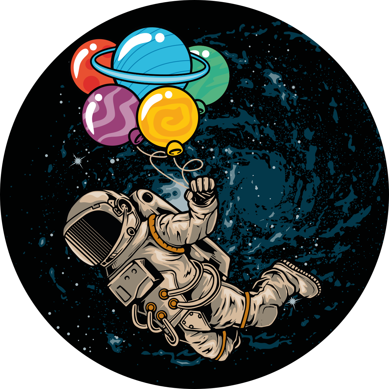 Alfombra vinílica infantil astronauta con globos - TenVinilo