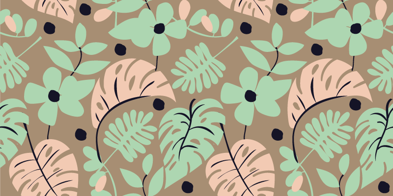 Alfombra vinílica flores Flores y hojas de monstera de color past - TenVinilo