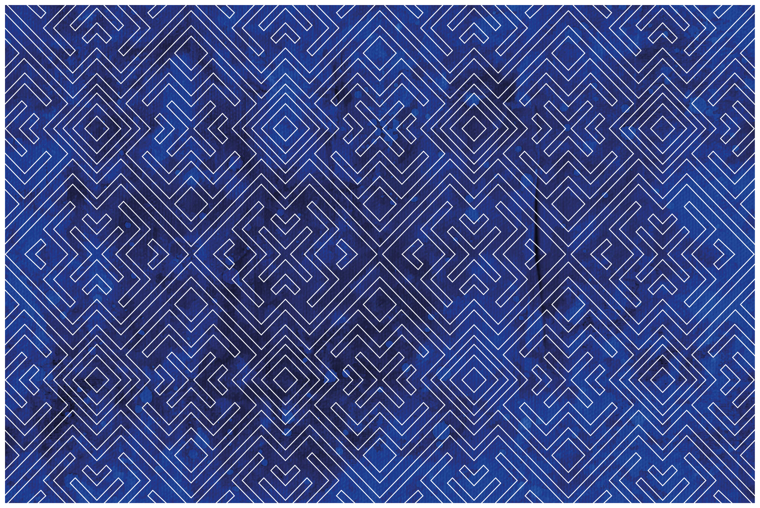 Alfombra vinílica geométrica diseño tribal azul marino - TenVinilo