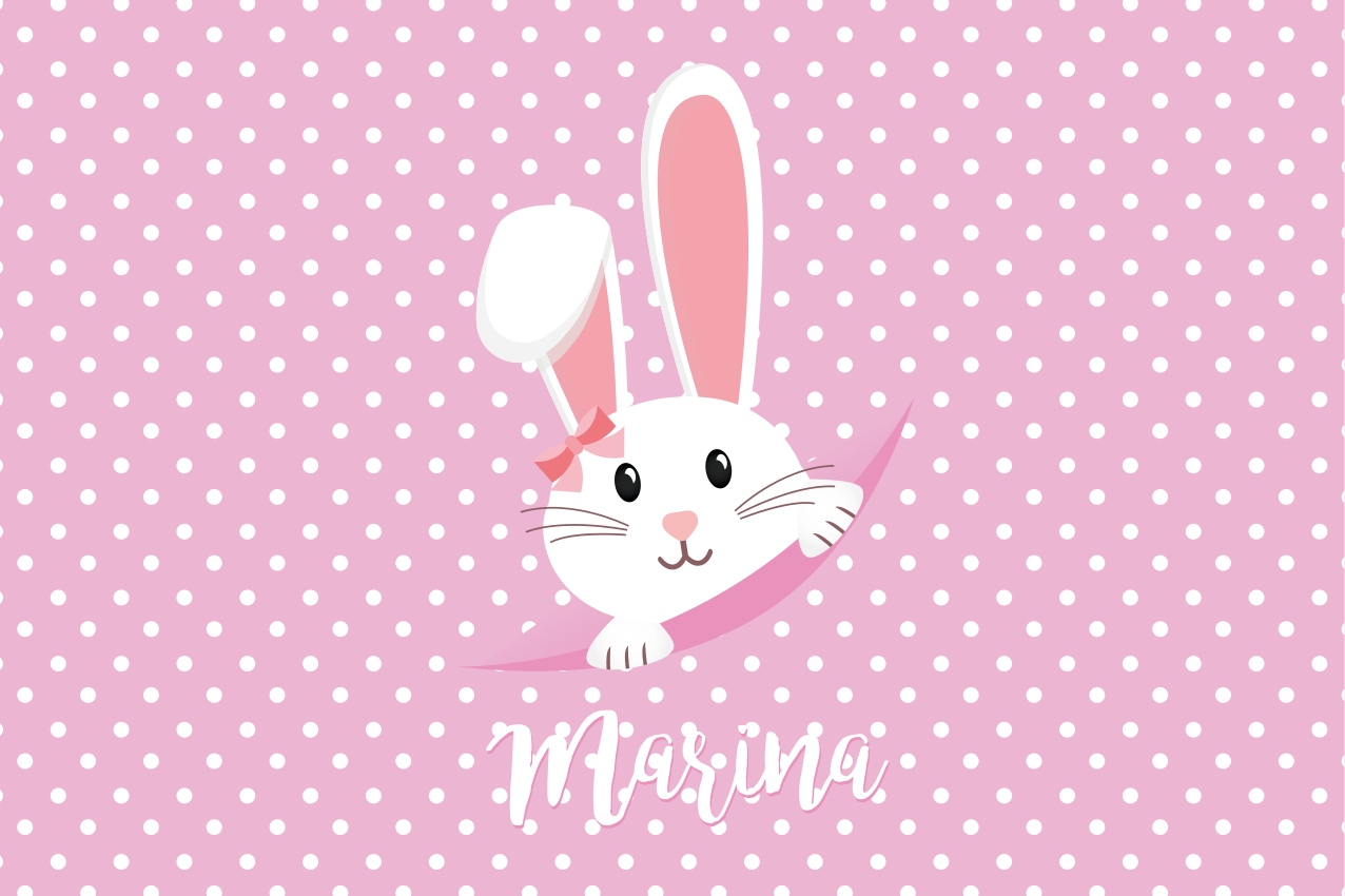 Alfombra vinílica personalizable con conejitos y círculos - TenVinilo