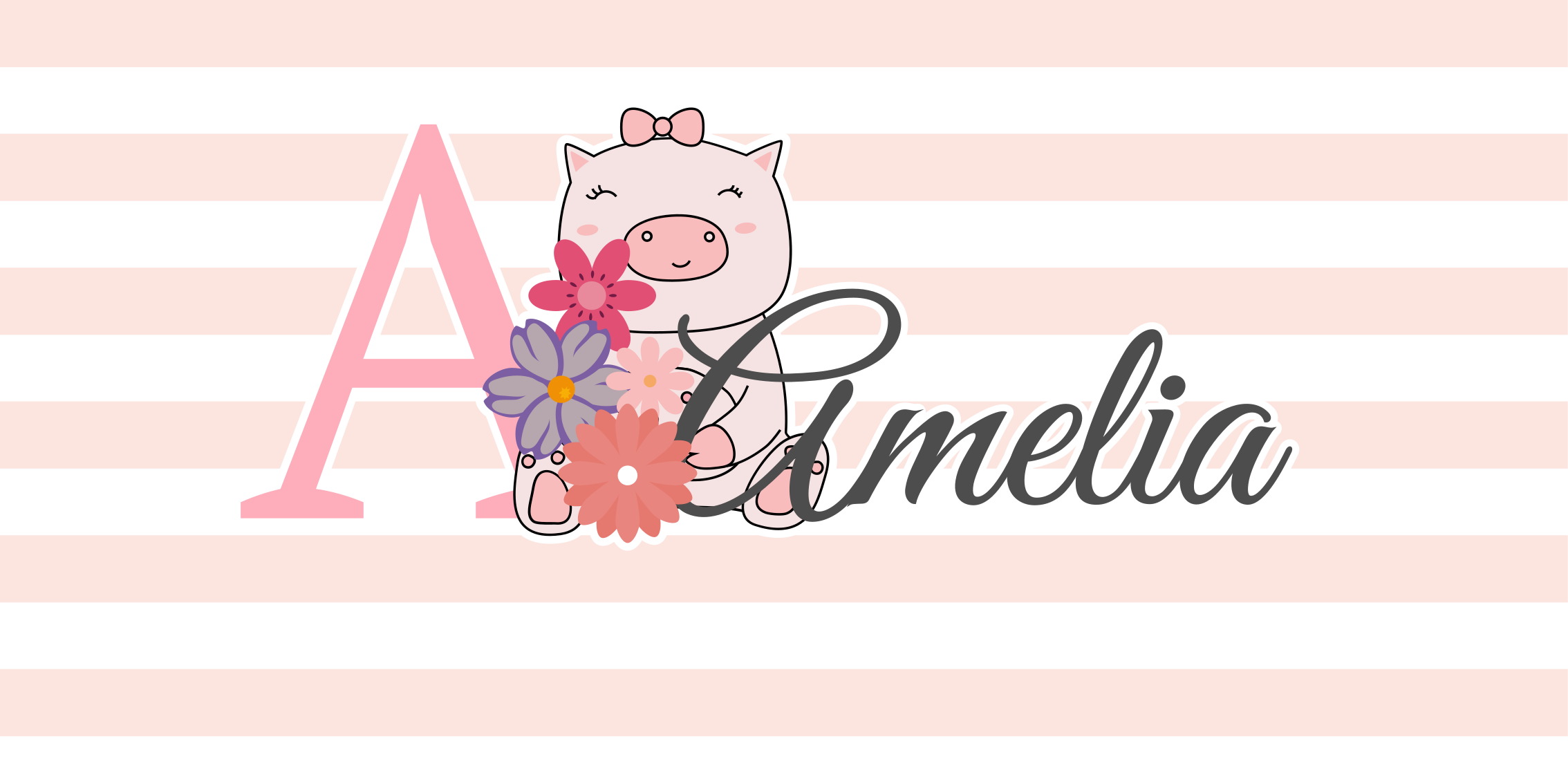 Alfombra vinílica personalizable linda ilustración de cerdo - TenVinilo