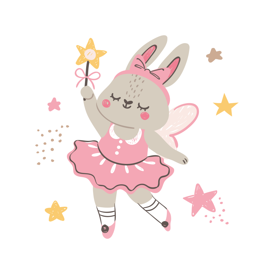 Alfombra vinílica infantil conejo bailarín con varita - TenVinilo
