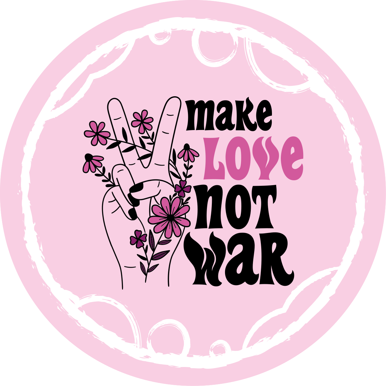 Alfombra vinílica vintage Hacer el amor cita en signo de paz - TenVinilo