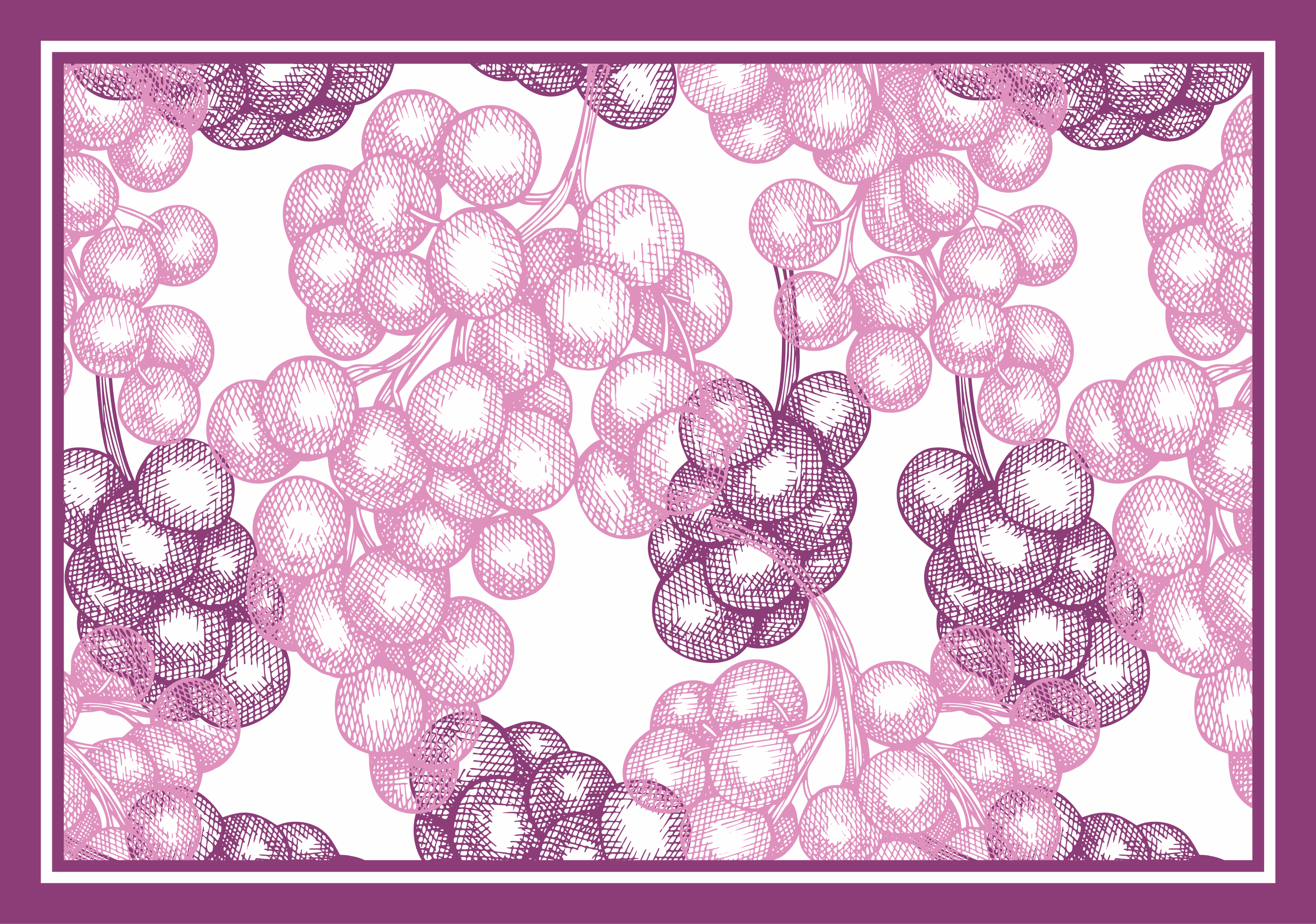 Alfombra vinilo cocina Dibujado a mano uvas rosadas y moradas - TenVinilo