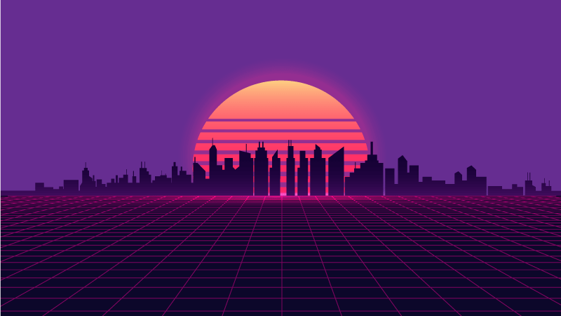 Alfombra vinílica vintage Puesta de sol vaporwave estilo años 80 - TenVinilo