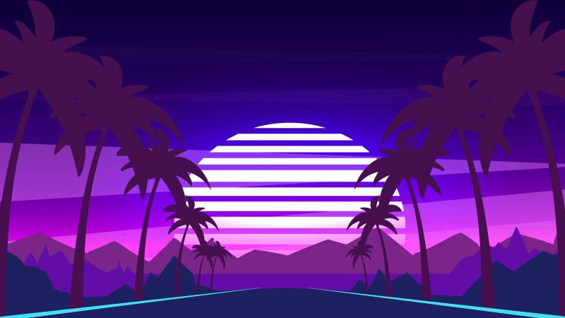 Alfombra vinílica vintage Autopista estilo vaporwave con árboles - TenVinilo
