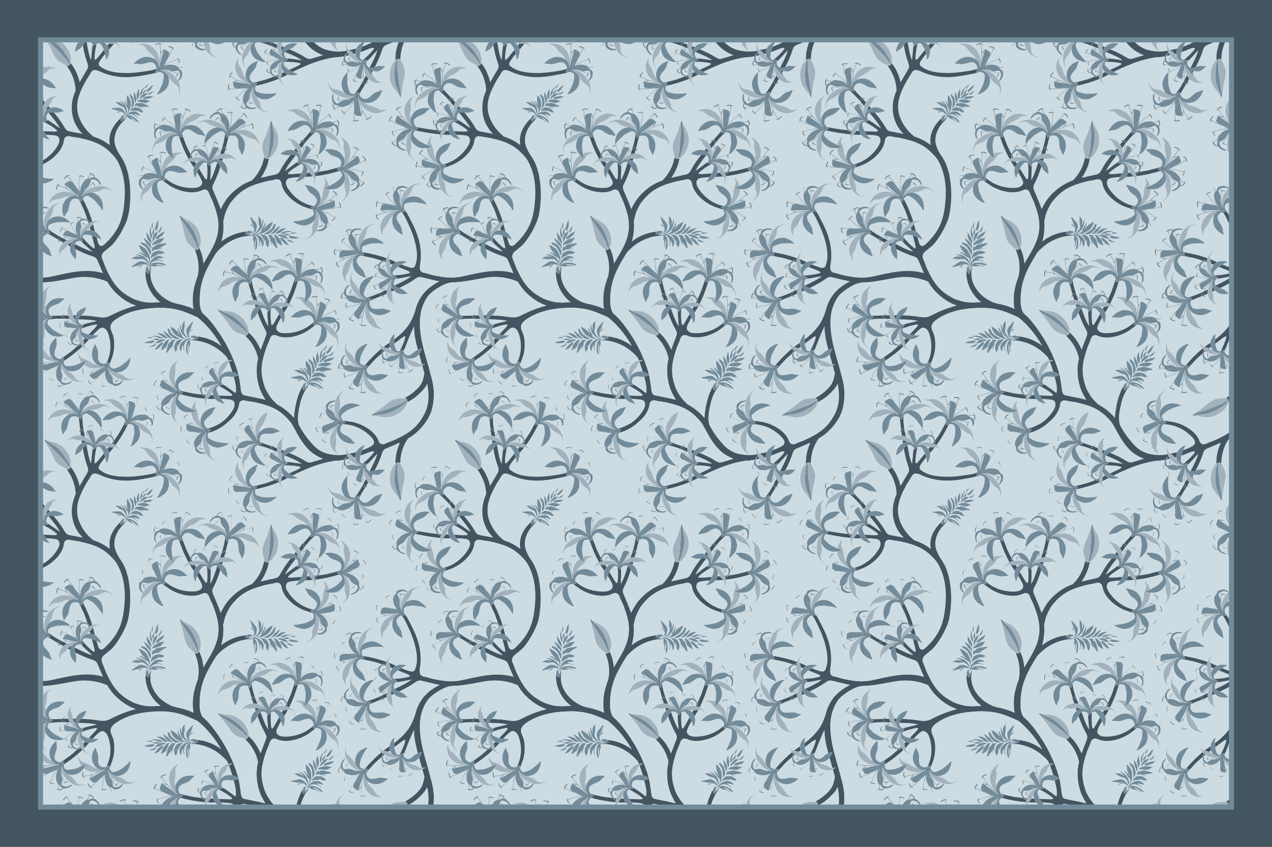 Alfombra vinílica flores Estilo clásico azul claro - TenVinilo