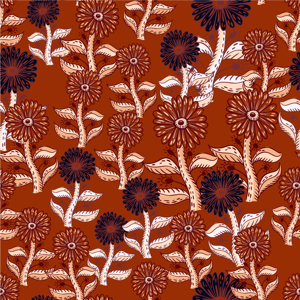 Alfombra vinílica flores armonía de patrones florales - TenVinilo