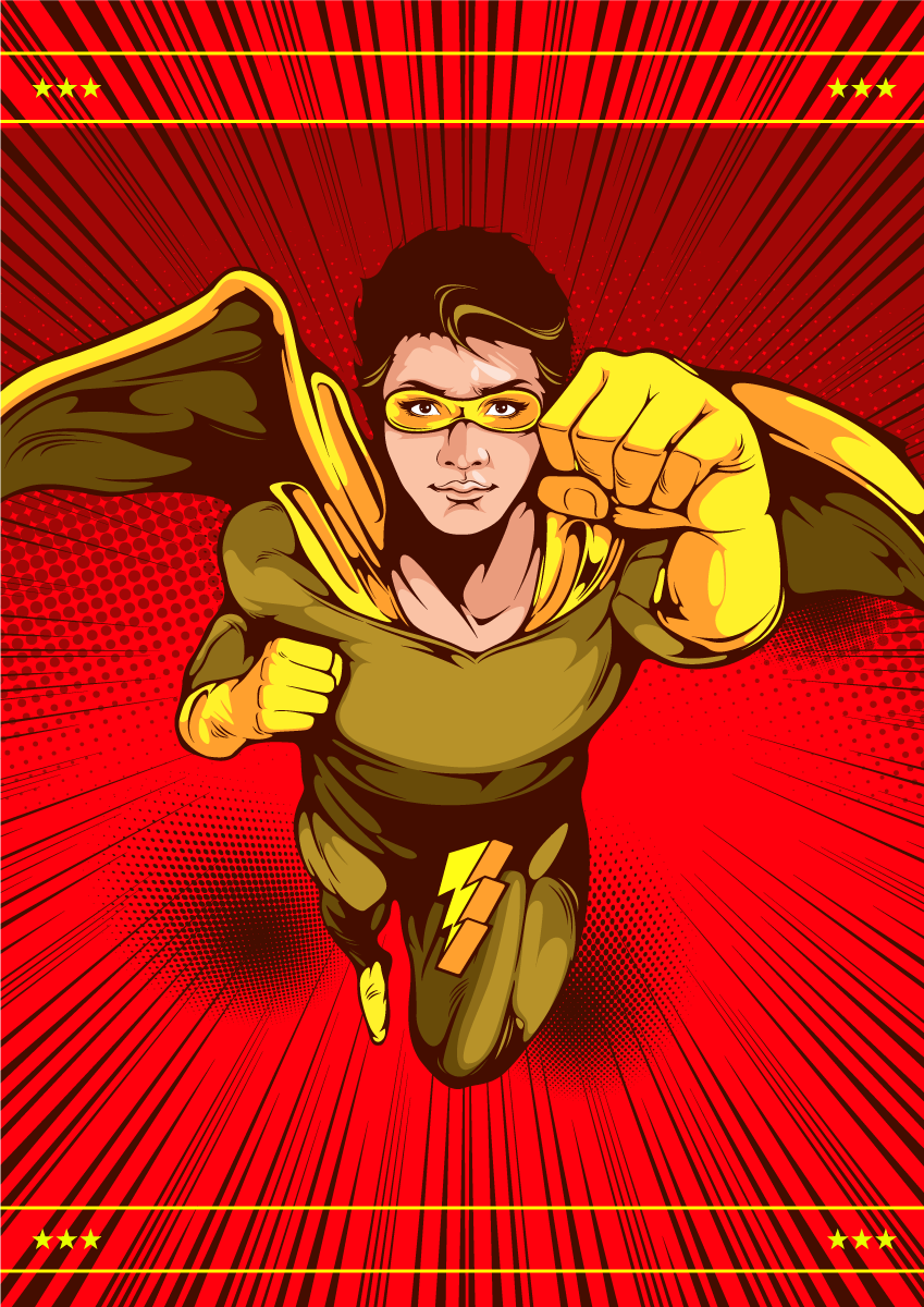 Alfombra vinílica infantil Superhéroe de dibujos animados - TenVinilo