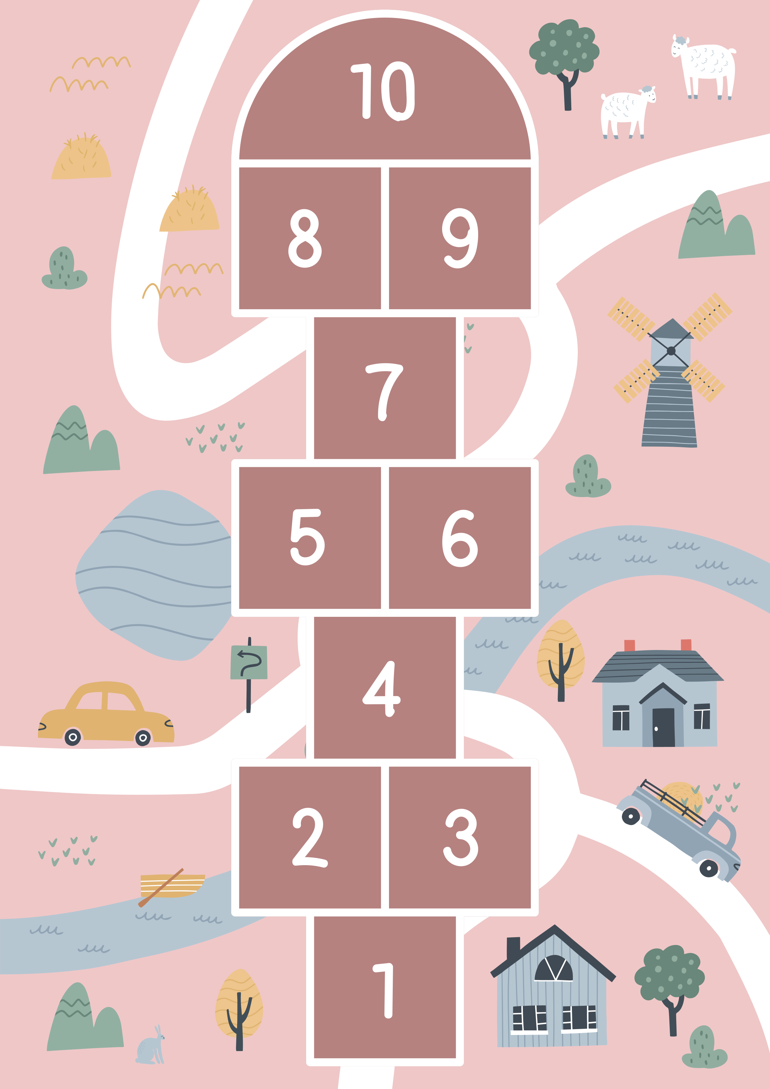 Alfombra vinílica juegos rayuela lúdica infantil - TenVinilo