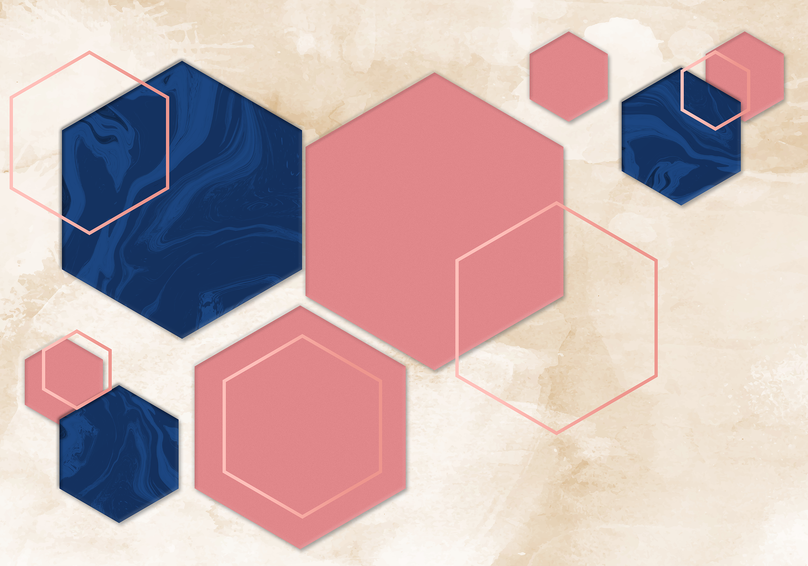 Alfombra vinílica geométrica hexágonos abstractos - TenVinilo