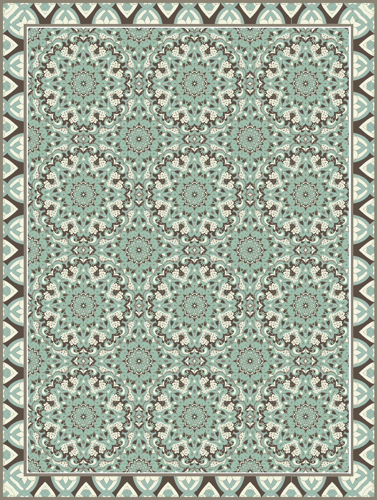 Alfombra vinilo comedor patrón de mosaico floral - TenVinilo