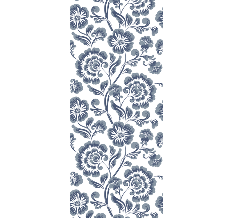 Papel tapiz floral estampado elegante azul marino - TenVinilo