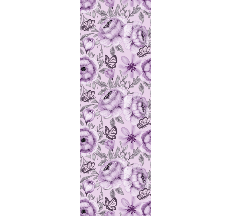 Papel tapiz flores arreglo floral de mariposas - TenVinilo