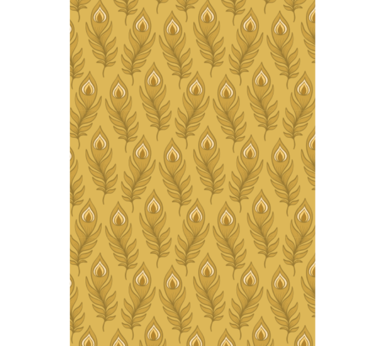 Papel tapiz animales pavo floral azul con flores doradas - TenVinilo